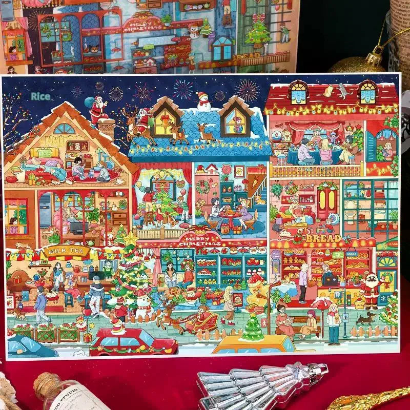 Plus Size Kawaii Christmas New Year Series 3D Cartoon Miniature Scene Stickers Creative Collage DIY Scrapbook Stacking Stickers Oasis Select