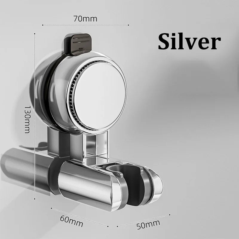 Punch-free Suction Cup Shower Bracket Fixing Artifact Removable and Adjustable Bathroom Shower Rack Shower Head Accessories Oasis Select Silver-1pcs