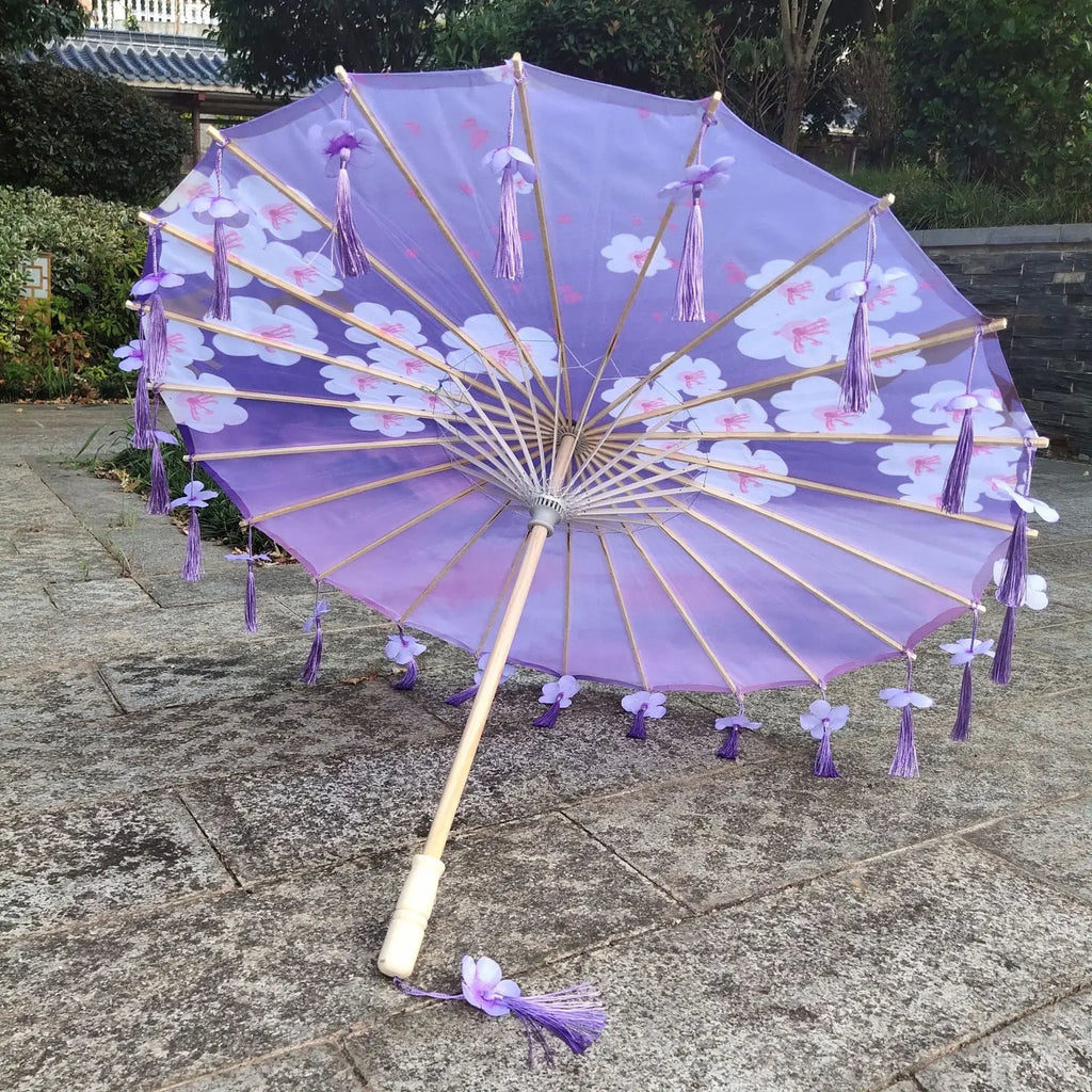 Antique Hanfu Fringe Umbrella Performance Photo Props Dance Silk