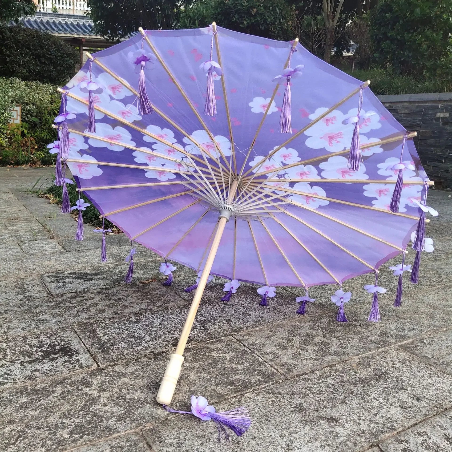 Antique Hanfu Fringe Umbrella Performance Photo Props Dance Silk
