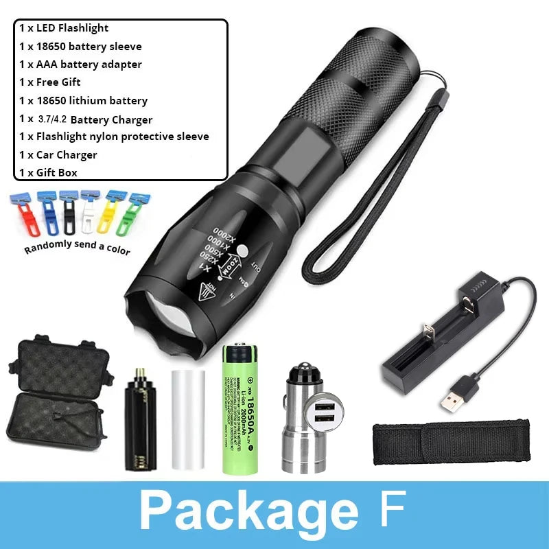 ZHIYU 1200 Lumen Zoomable LED Flashlight – 5 Modes, Waterproof