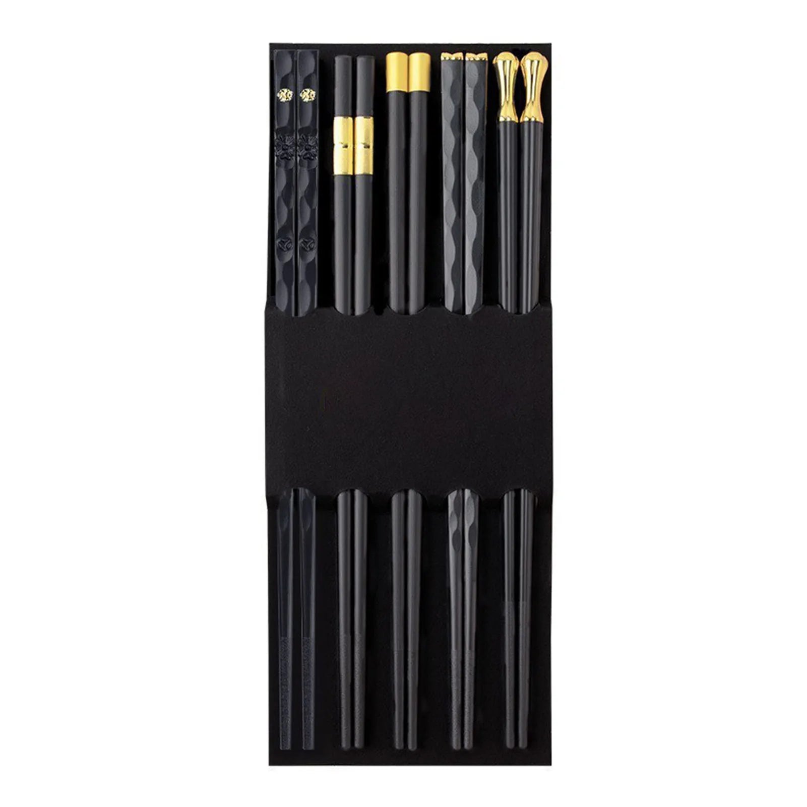 Premium Alloy Chopsticks Set – 5 Pairs, Non-Slip & Reusable