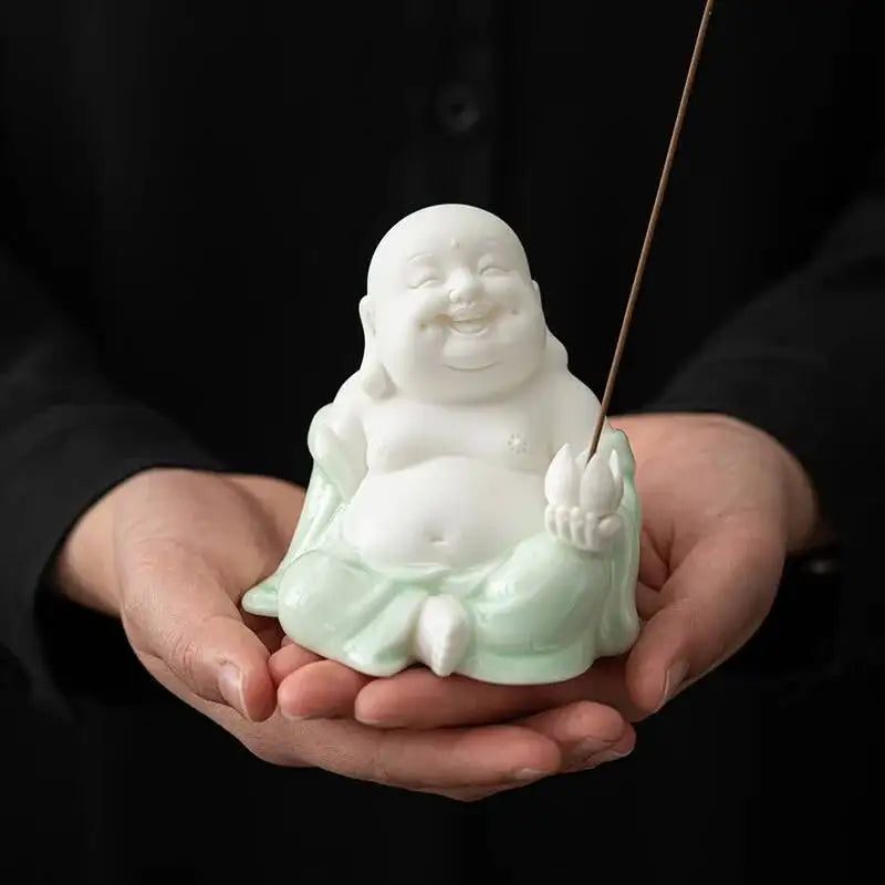 Zen Maitreya Tea Pet Ornament Incense Holder Incense Stick Sandalwood Incense Burner Incense Stand Ceramic Little Oasis Select