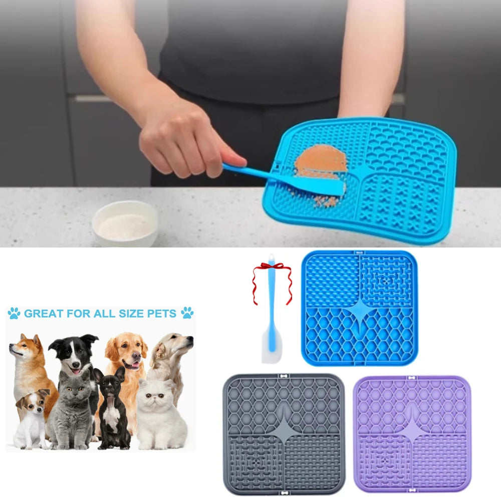 Silicone Pet Slow Feeding Mat With Suction Cups Dog Licking Plate Slow Feeding Mat Fun Feeding Tool Prevent Fast Eating Supplies Oasis Select