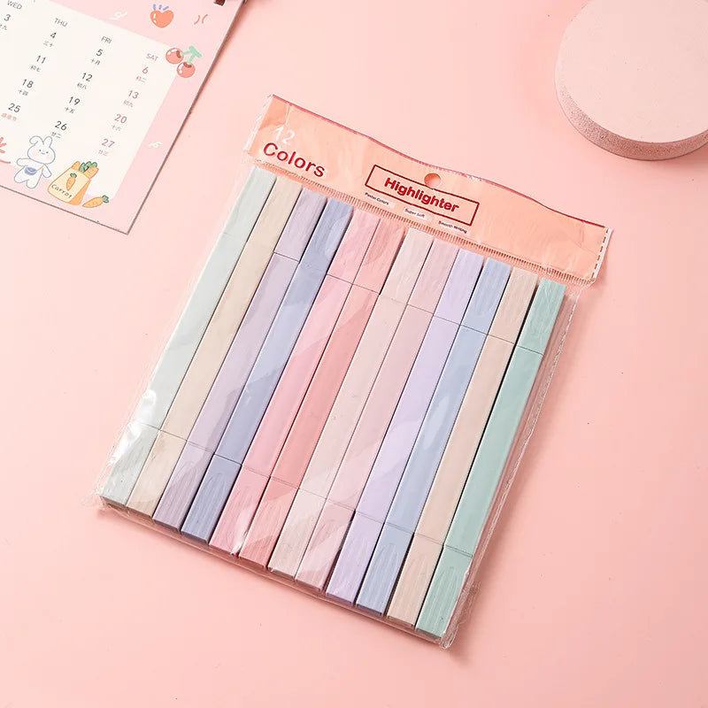 School Office Supplies for Students Artists and Stationery Lovers Square Highlighter Markers Painting Tools for Journaling Oasis Select 12pcs double heads