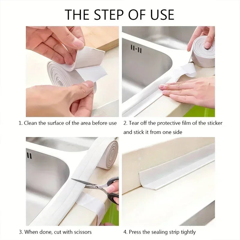 PVC Waterproof Sealing Tape Bathroom Toilet Caulk Tapes Kitchen Sink Countertop Mildew Fouling Proof Sealer Self Adhesive Strip Oasis Select