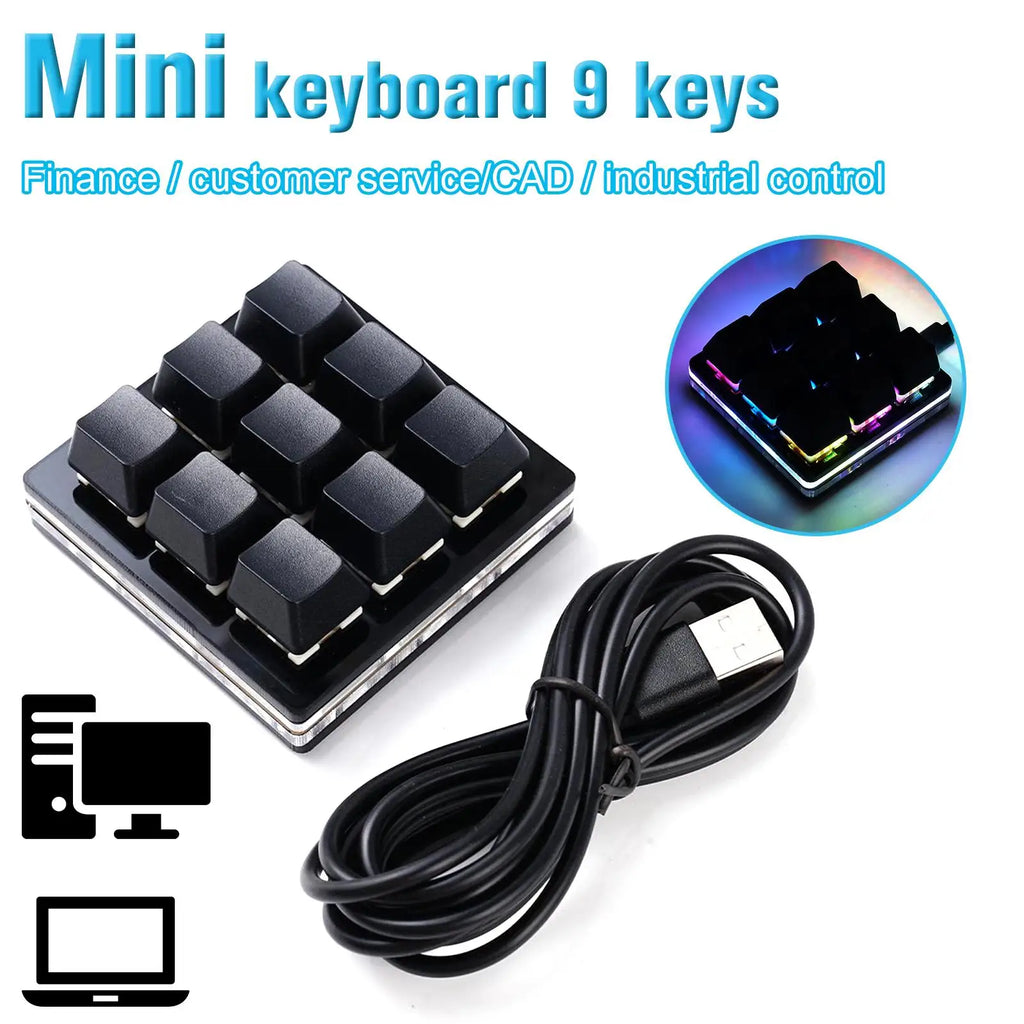BUDI 9-Key RGB Programmable Macro Mechanical Keypad | USB DIY