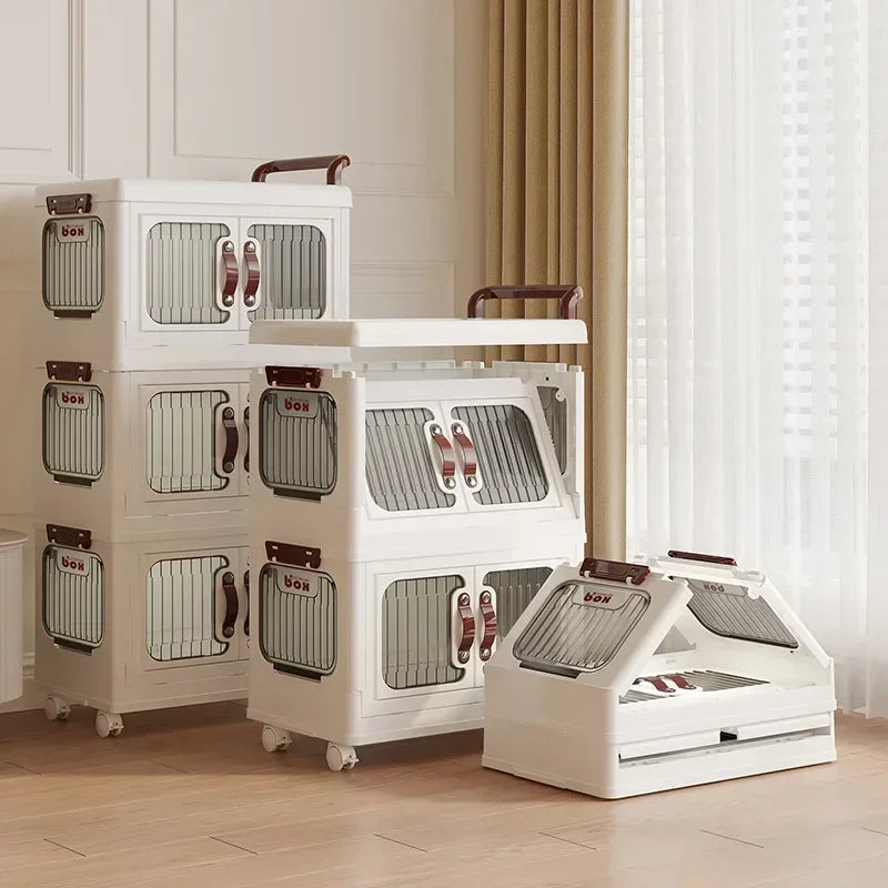 Light luxury cream wind cart storage cabinet, installation-free storage cabinet, double door multi-layer thickened storage box Oasis Select