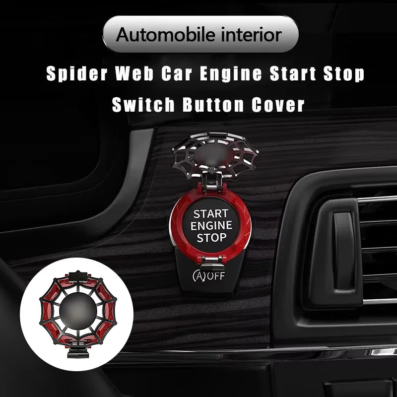 Spider Web Push Start Button Cover – Car & Motorcycle Decor