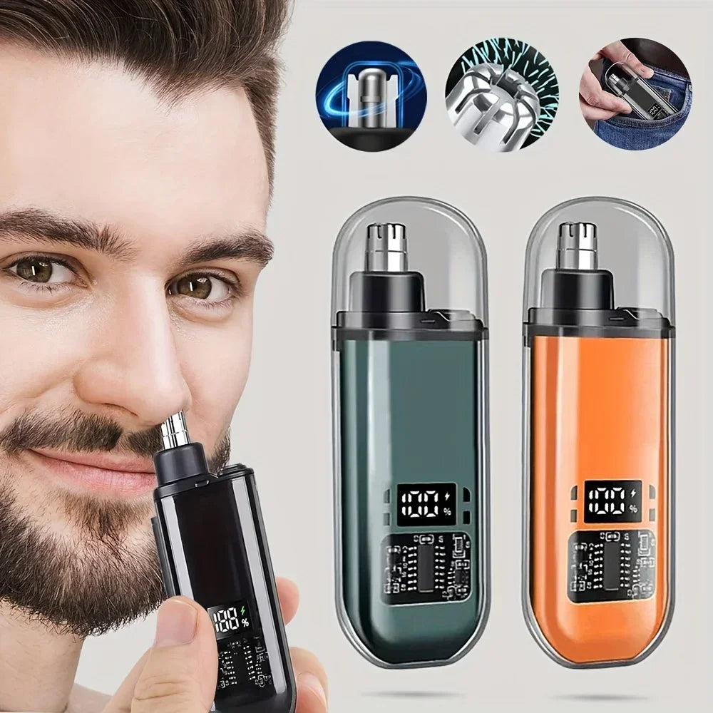 USB Rechargeable Nose & Ear Hair Trimmer for Men, Portable Mini Compact Design with Fast Charge, Electric Grooming Kit Oasis Select