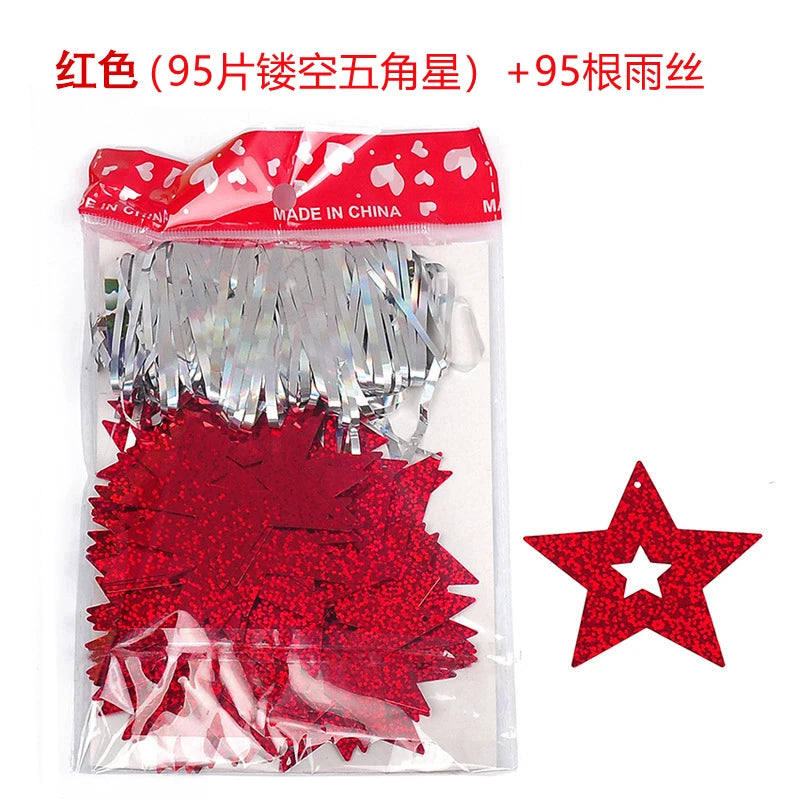 100pcs Gold Silver Paper Garland Star String Banners Kids Wall Backdrop Decorations Baby Shower Bright Home DIY Decor Supplies Oasis Select RD 1 bag
