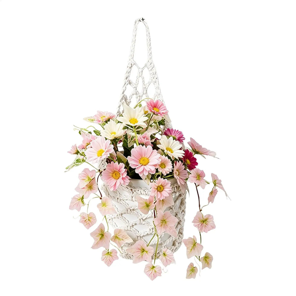 1PC Macrame Plant Hanger Handmade Breathable Storage Net Woven Plant Basket For Living Room Dorm Farmhouse Indoor Outdoor Garden Oasis Select