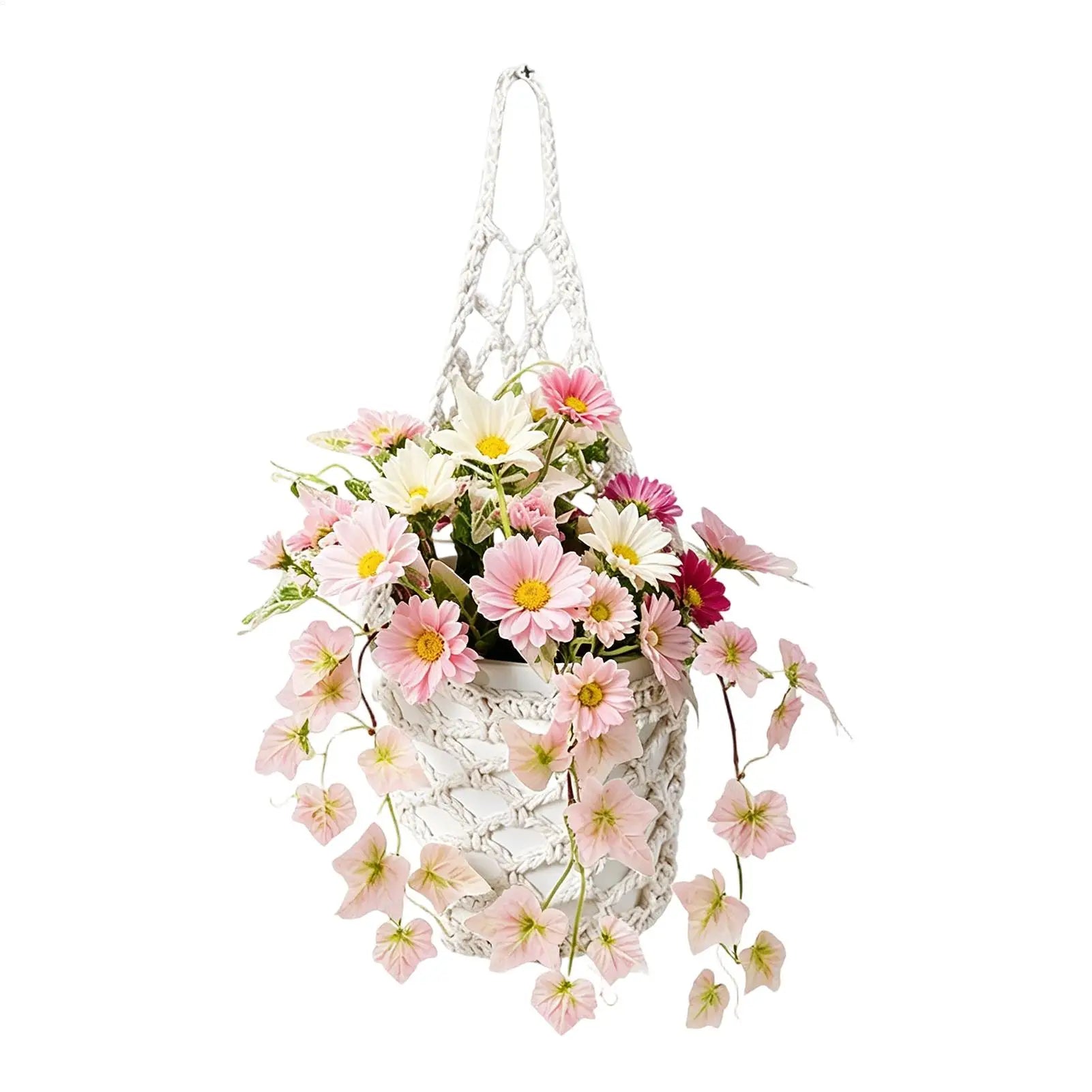 1PC Macrame Plant Hanger Handmade Breathable Storage Net Woven Plant Basket For Living Room Dorm Farmhouse Indoor Outdoor Garden Oasis Select