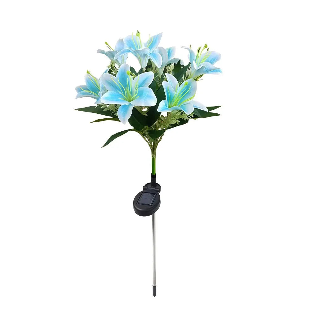 7 Heads Solar Flowers Garden Lights Waterproof Solar Powered LED Outdoor Flower Decor LED Lights Ground Spike Yard Decoration Oasis Select Blue