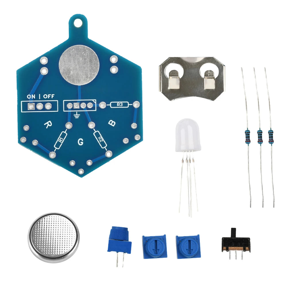 RGB LED Light Circuit Board Welding Practice DIY Electronic Beginner Learning Welding Fun DIY Kit for Student Laboratory Oasis Select