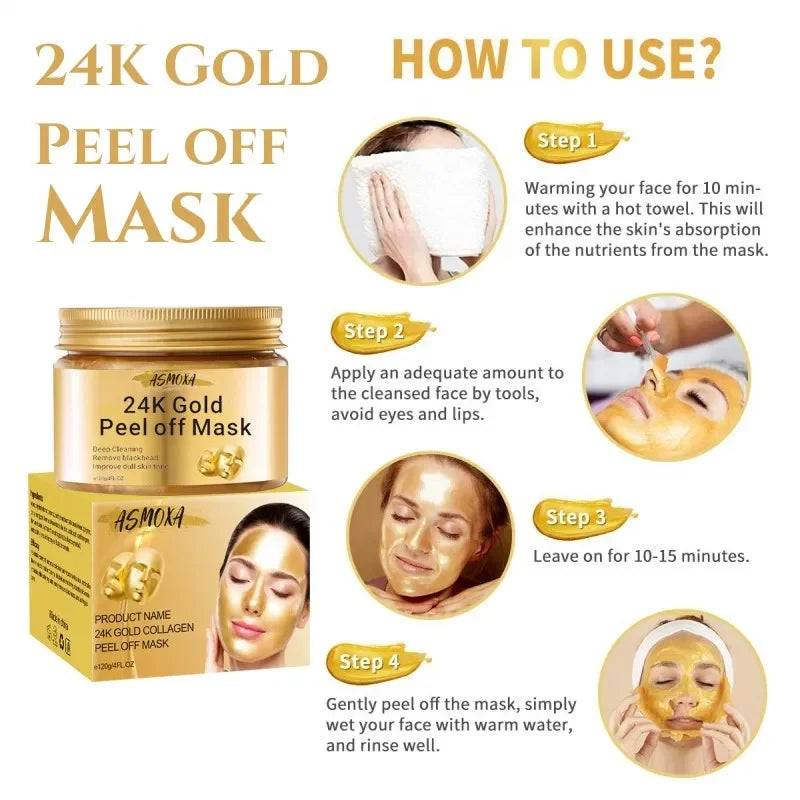 24K Gold Peel-Off Facial Mask – Deep Cleansing & Moisturizing Peel-Off Face Mask Oasis Select