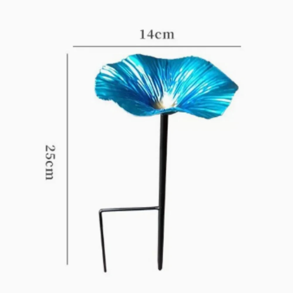Flower Shaped Bird Feeder And Bath Metal Garden Decor For Outdoor Wildlife Watching Bee Watering Station Oasis Select