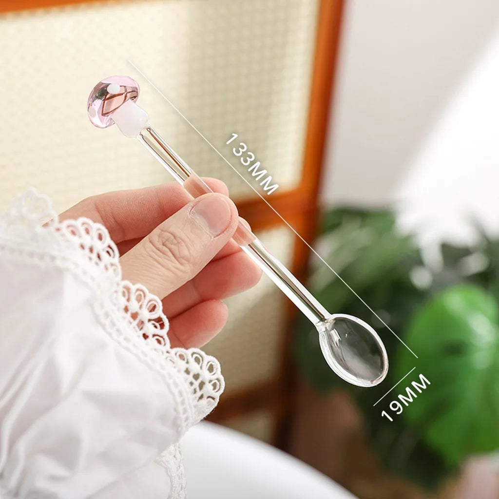 3D Mushroom Glass Spoon | Heat-Resistant Borosilicate Teaspoon