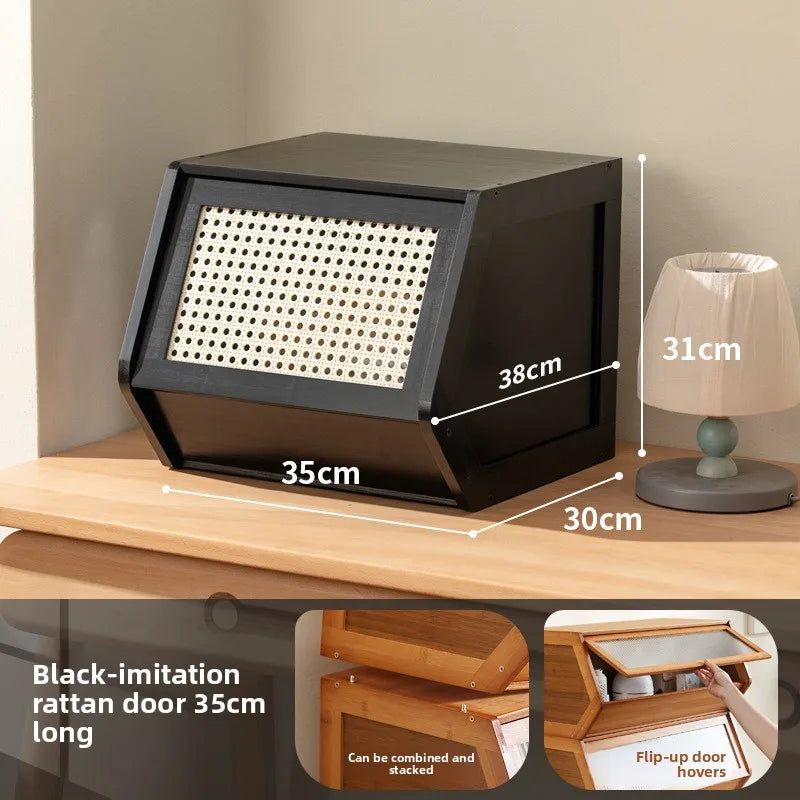Bookshelf Shelf Floor-to-ceiling toy storage Book cabinet Locker Living room can be stacked Modular combination lattice cabinet Oasis Select ST 35 long black