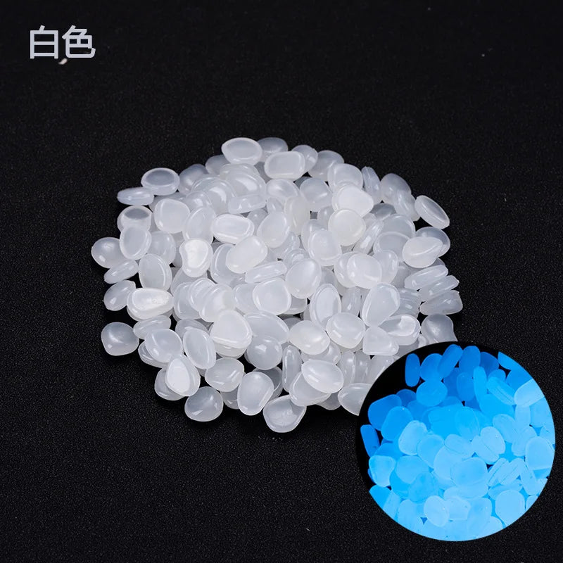 1cm Small Artificial Luminous Stone Vase Decoration Pot Luminous Stone 0.5 G Fluorescent Fish Tank Landscape Pebbles Oasis Select White A pack of 400