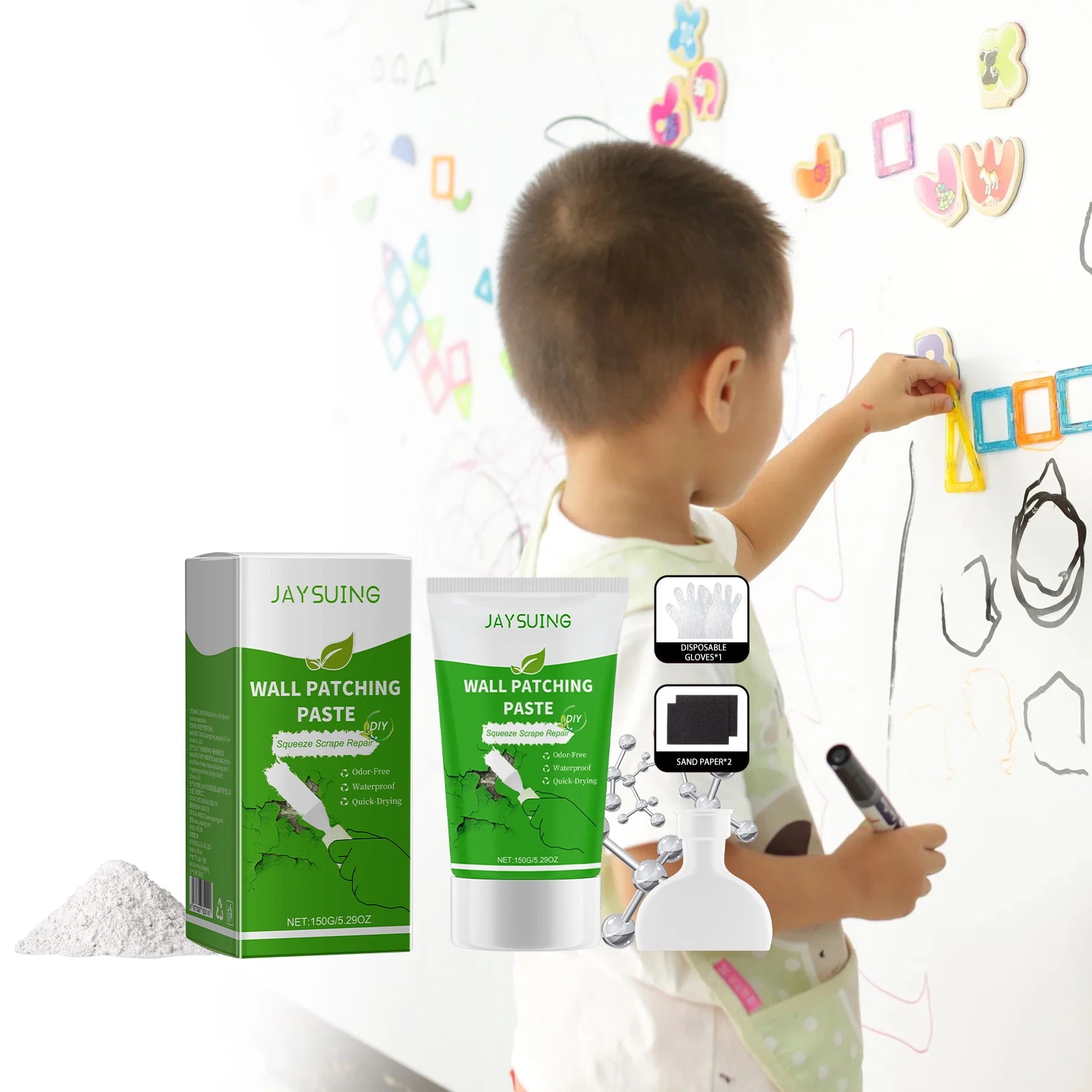 Jaysuing Wall Patching Paste Wall Hole Wall Cracking Nail Hole Repair Wall Paint White Household Repair Cracks Scratches Stains Oasis Select
