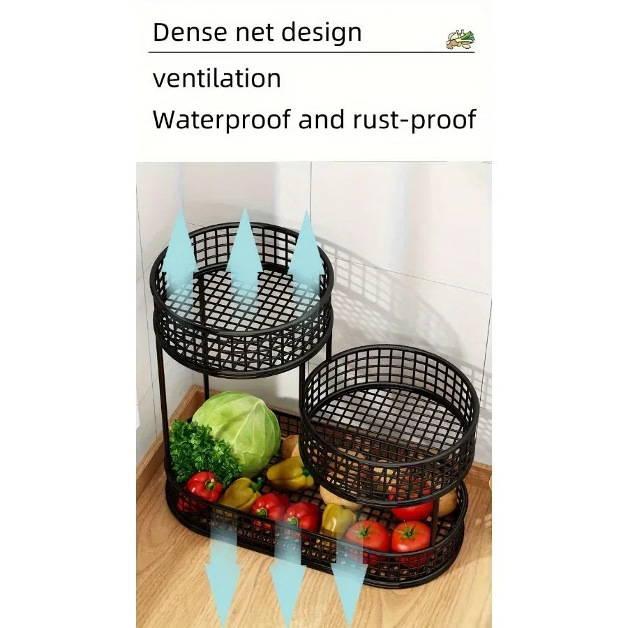 Multi Layer Kitchen Organizer Fruit Vegetable Shelf Bathroom Makeup Storage Desktop Dim Sum Storage Basket Kitchen Accessories Oasis Select