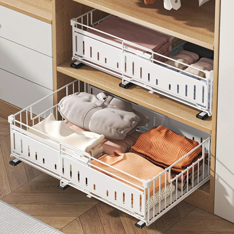 Kitchen telescopic drawer pull basket foldable pull-out rack wardrobe multi-functional storage rack cabinet layered rack Oasis Select