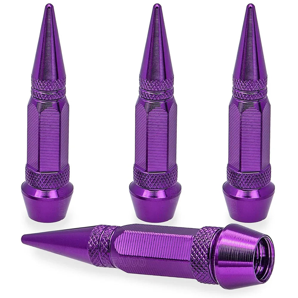 4Pcs 60mm Valve Caps, Aluminum Alloy Dustproof and Waterproof Tire Valve Stem Caps, Suitable for Cars, Trucks and Motorcycles Oasis Select Purple-4Pcs