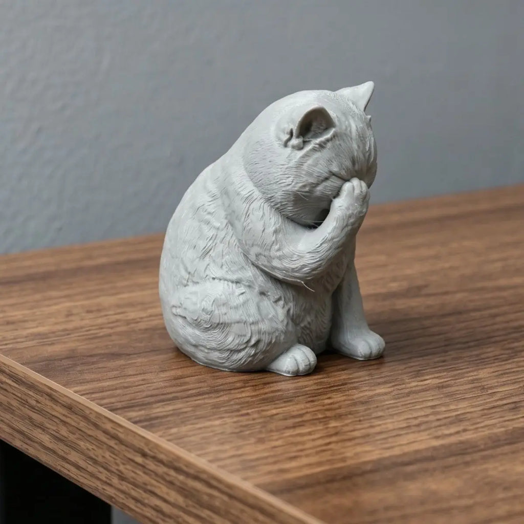 Shy Face Covered Chubby Cats miniature Figurine Diy Cute Kitten Statues for Home Desktop Home Ornaments Decor Pet Memorial Gifts Oasis Select