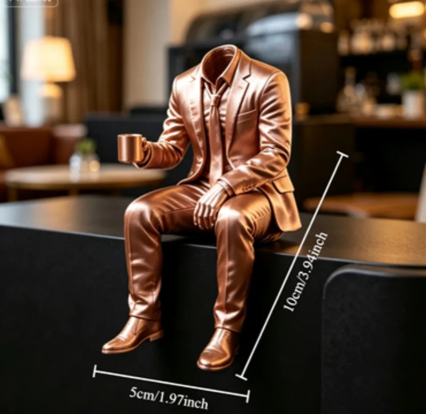 Elegant Coffee Faceless Gentleman Edge Decor Man Sculpture Handcraft Boss Gifts Bookshelf Study Room Ornaments Office Desk Decor Oasis Select Coffee Elite Bronze