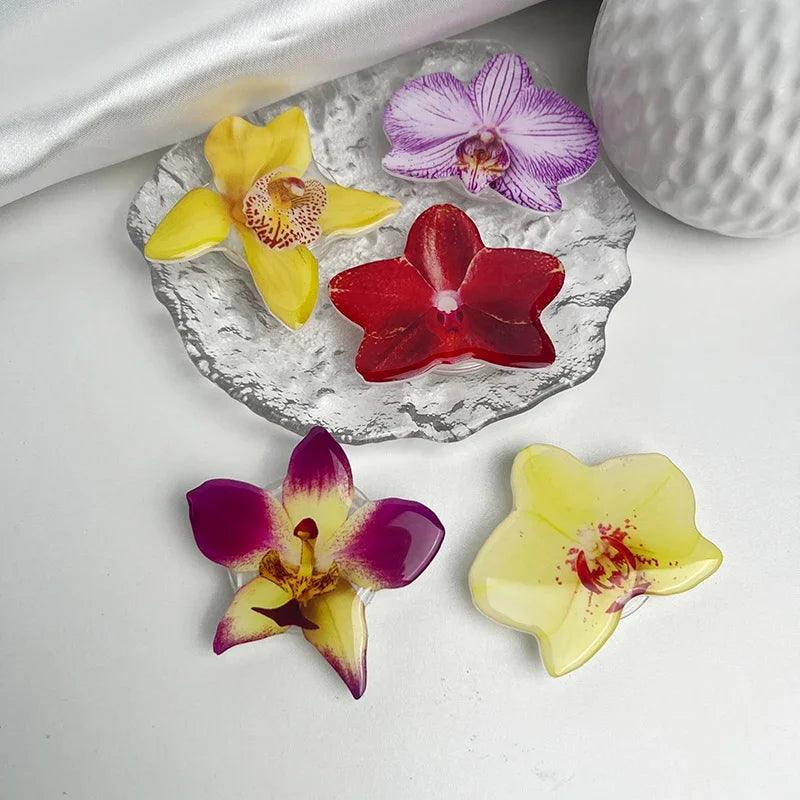 Acrylic Flower Phone Holder Socket Folding Phone Grip Trendy Mobile Phone Ring Buckle Stand For Universal Smartphone Accessories Oasis Select