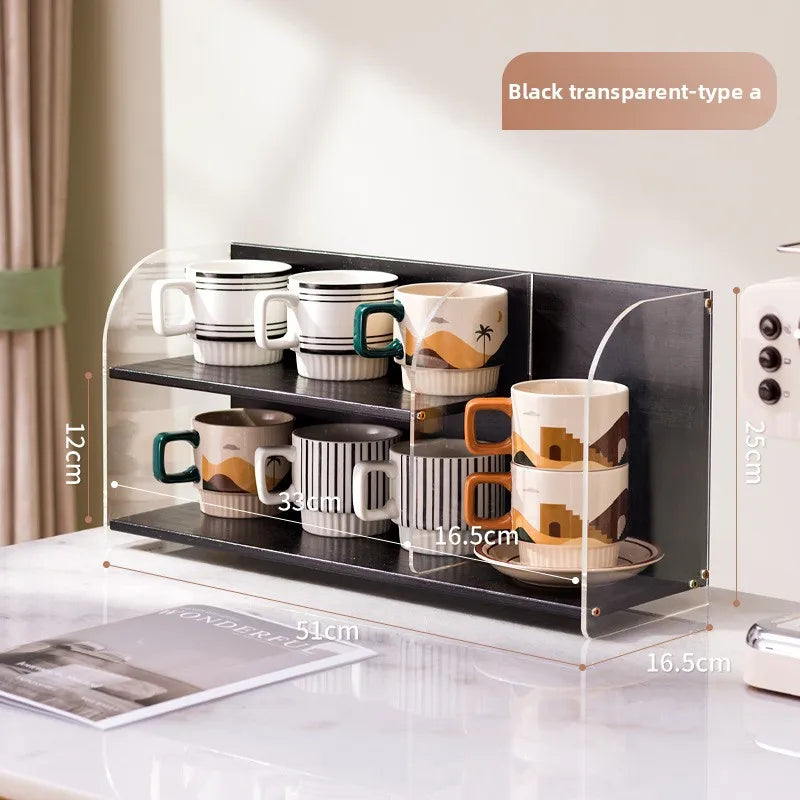 Light luxury cup holder, dining table, water cup rack, coffee cup storage, water bar, desktop mug, tea cup rack. Oasis Select Black transparent A