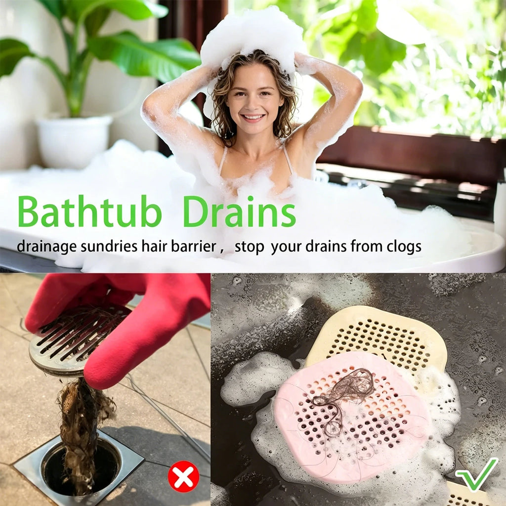 6/9pcs Silicone Drain Strainer Reusable No-Clog Filter with Non-Slip Suction Base for Kitchen Bathroom Bathtub Toilet Oasis Select