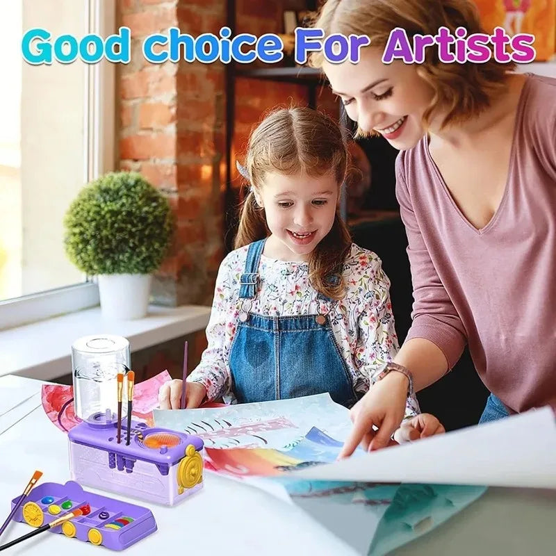 Brush Rinser Cup Automatic Water Changing, Watercolor Acrylic Oil Painting Brush Cleaning Paint Brush Washer Cleaning Machine Oasis Select