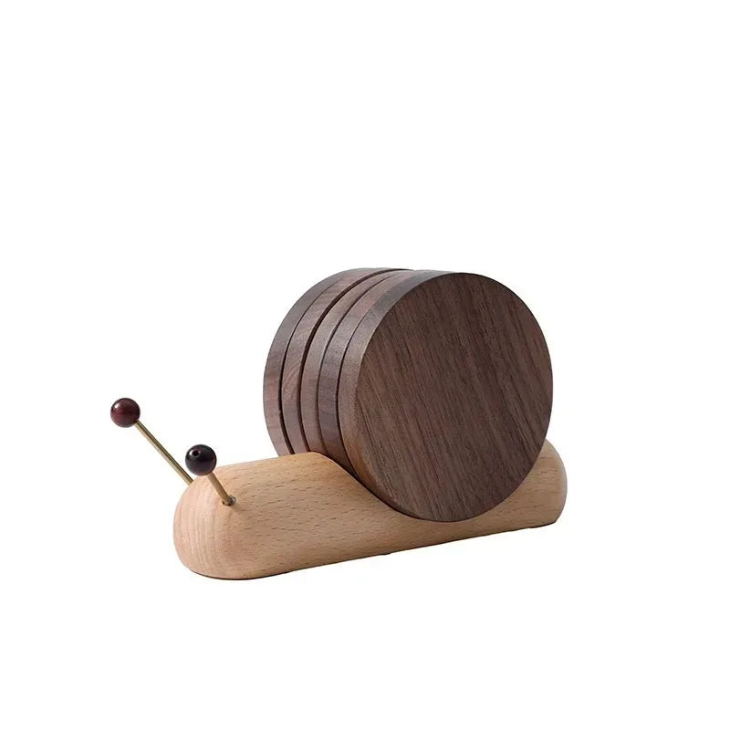 Snail-Shaped Wooden Tea Coaster Set – Heat Insulation Mat Wooden Tea Coaster Oasis Select