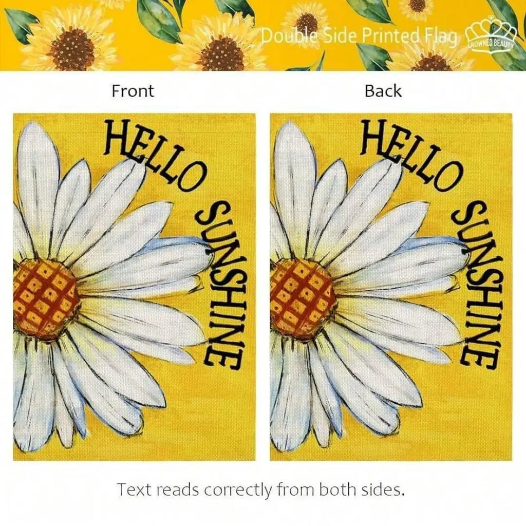 1pc Hello Sunshine Summer Garden Flag ， Small Garden Flags for Outside，Yard Decoration，Holiday Garden Flags for All Seasons Oasis Select