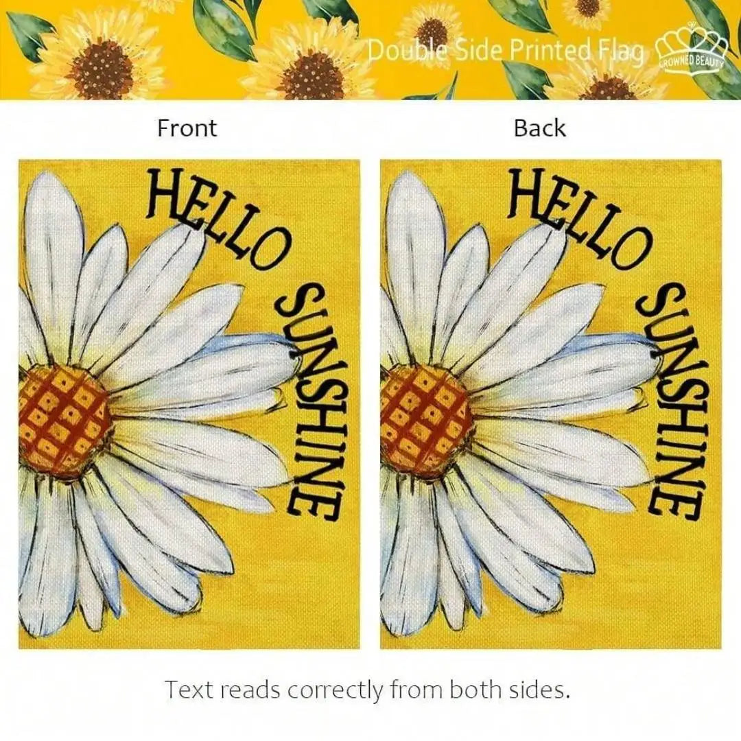 1pc Hello Sunshine Summer Garden Flag ， Small Garden Flags for Outside，Yard Decoration，Holiday Garden Flags for All Seasons Oasis Select