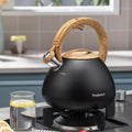 Stainless Steel Whistling Kettle Household Large Capacity Water Boiler Suitable for Gas and Induction Cooker Oasis Select Black