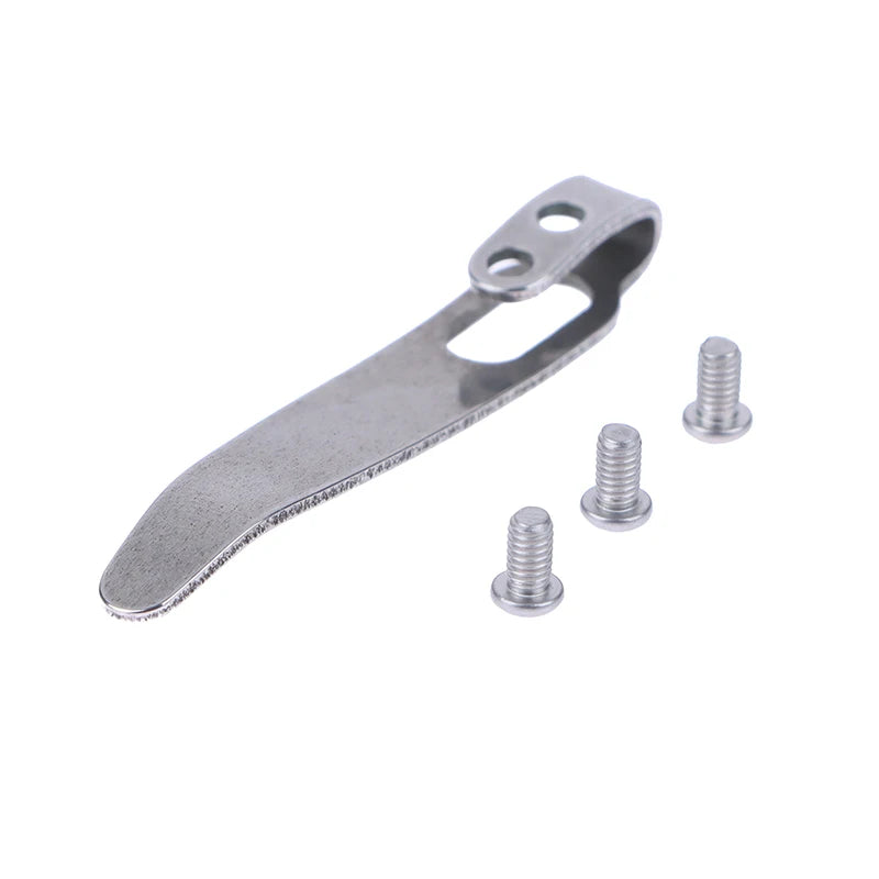 New 1 Set 420 Stainless Steel Material Knife Back Clip With 3pcs M2.5 Screws Pocket Waist Clamps For Knives DIY Make Accessories Oasis Select White