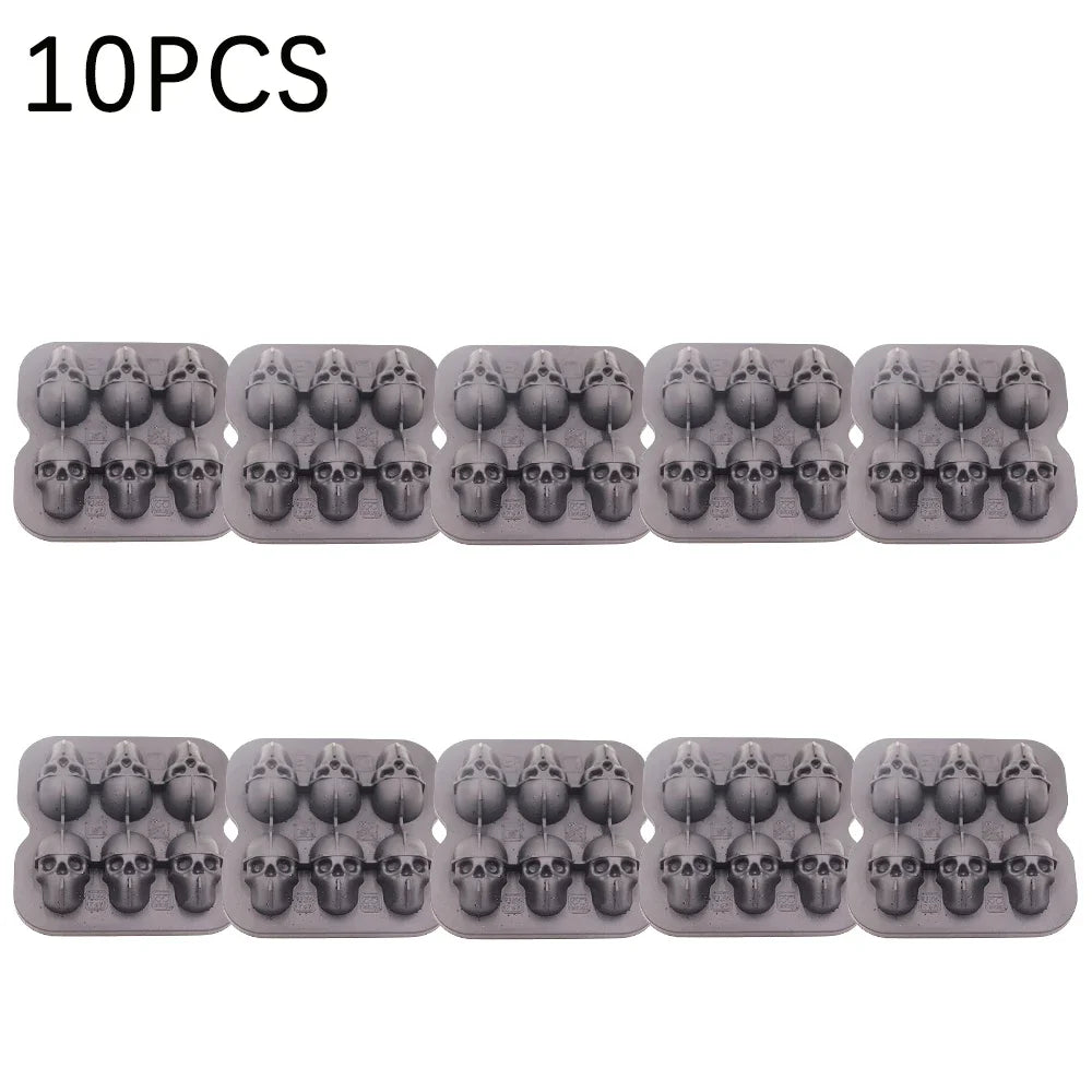 Skull Shape Ice Cube Tray Food Grade Silicone Mold for Cocktail Ice Balls Whiskey Bourbon Drink Freezer Tray Bar Party Supplies Oasis Select Black-10PCS