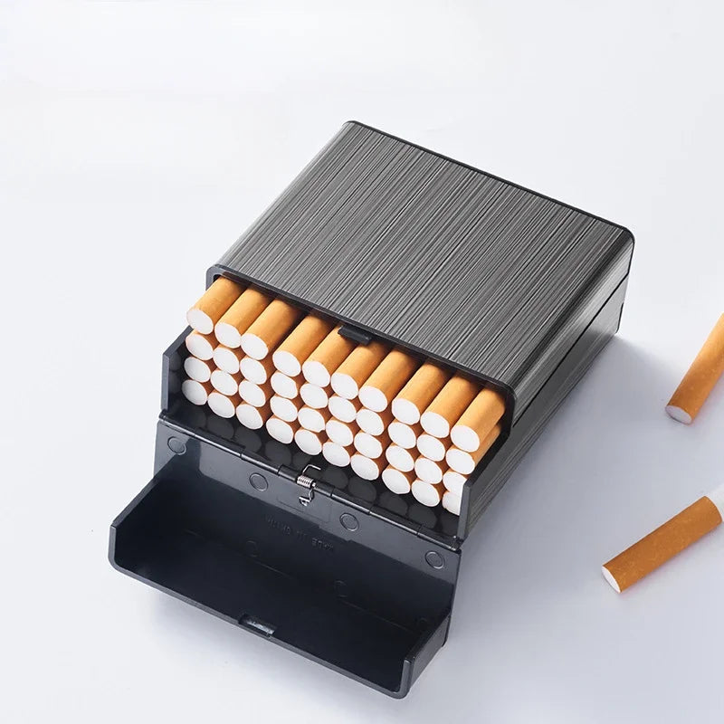 Large Capacity Cigarette Case Automatic Flip Cover Hold 40pcs Cigarettes Anti Pressure Portable Pocket Storage Box Smoking Tools Oasis Select