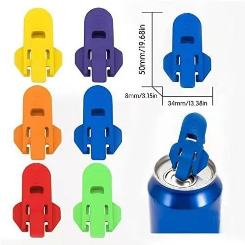 6PCS Can Opener Handheld Plastic Small Sealer for Beer Cola Beverage Cans Simple Rotating Dustproof Cup Lid Sealing Small Tool Oasis Select