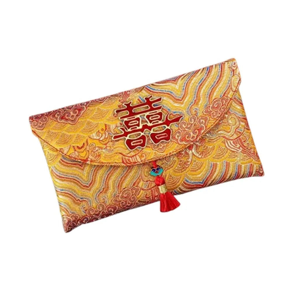 Chinese Style New Year Red Envelope Traditional Embroidery Wedding Money Pocket Cloth with Tassel 2026 Lucky Money Bag Birthday Oasis Select Style 15 18x10.5cm