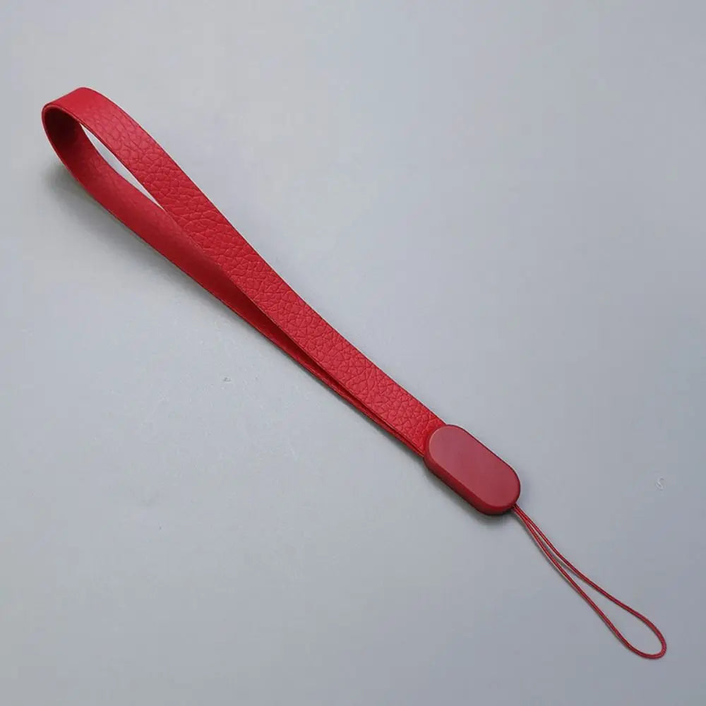 Mobile Phone Lanyard Short Wrist Strap Simple Leather Fashion Tag Chain Bag Accessories Pendant Phone Universal Anti Lose Strap Oasis Select red