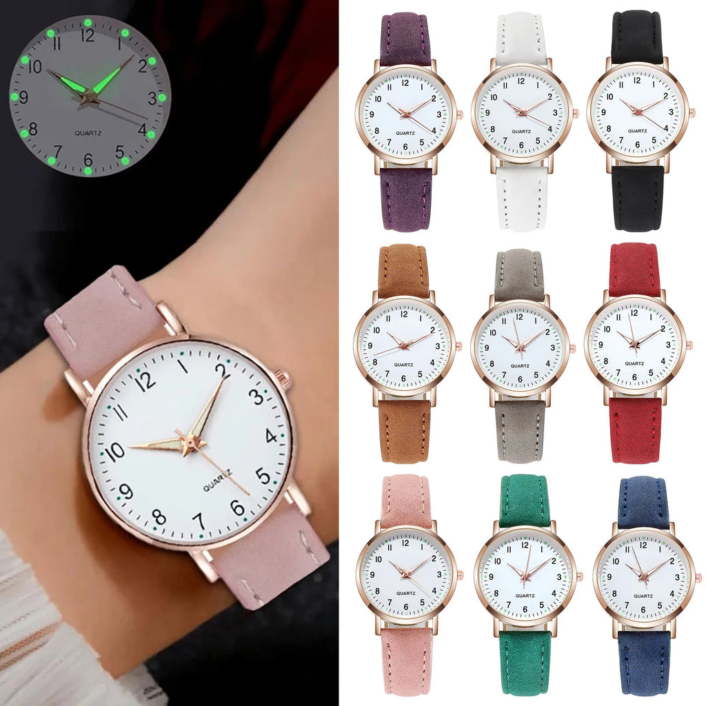 Women's Diamond Luminous Retro Quartz Watch – Leather Strap Ladies Quartz Watch Oasis Select