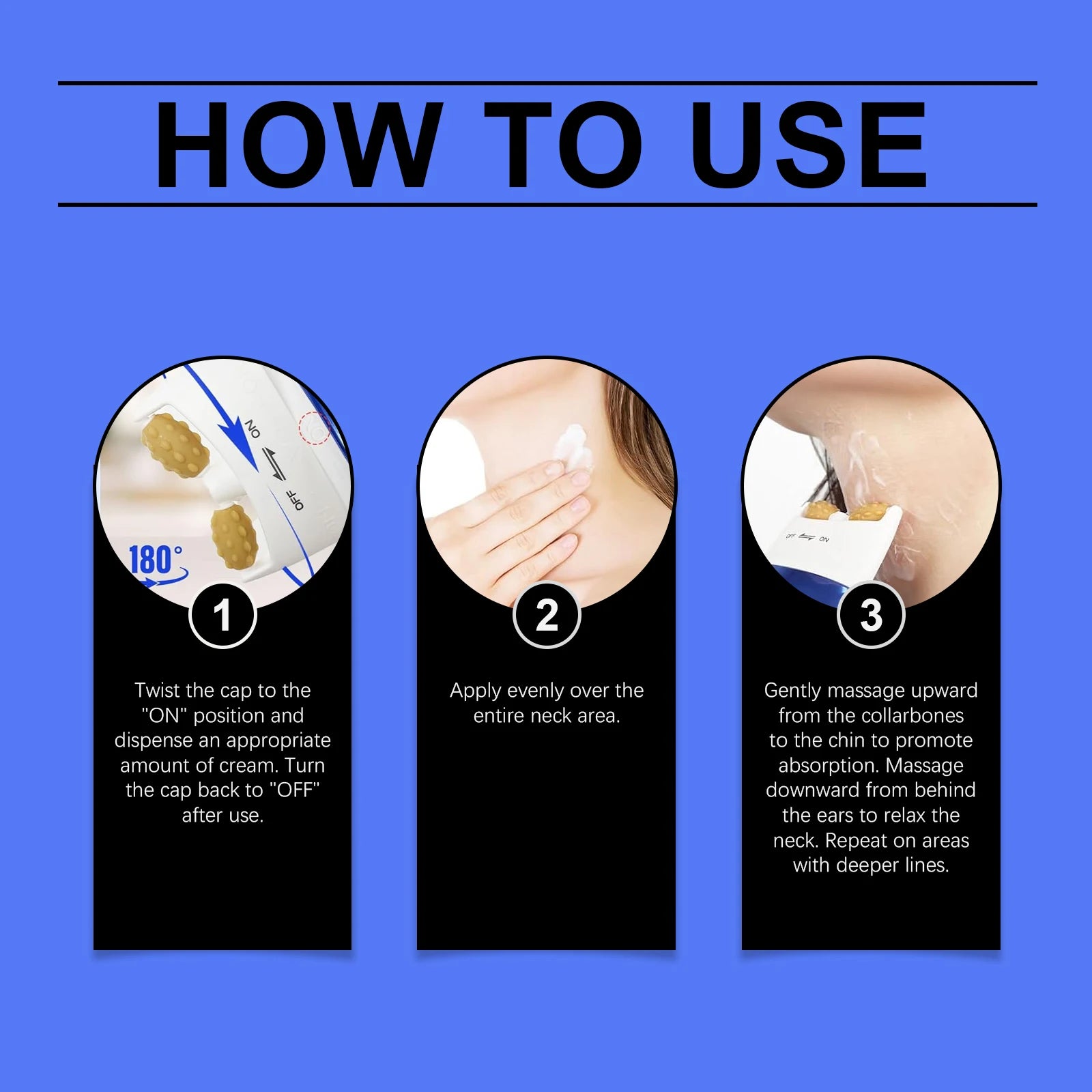Neck Roller Cream Lift Firm Moisturize Brighten Neck Skin Remove Double Chins Reduce Fine Lines Anti-Wrinkle V-Shaped Face Cream Oasis Select
