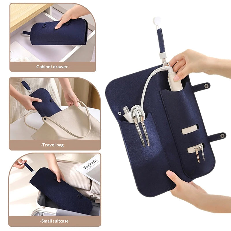 SU Hair Curling Iron Storage Bag Travel Felt Hair Straightener Storage Bag Flat Iron Organizer Pouch Curling Iron Insulation Mat Oasis Select