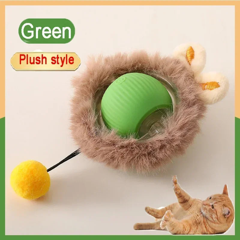 Cat Interactive Ball Training Self-moving Kitten Electric Cat Ball Toys Electronic Automatic Rolling Magic Ball Toys for Cat Oasis Select Green Plush Ball New Version