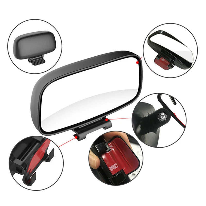 Car Blind Spot Mirror Adjustable Convex Rearview Mirror Wide Angle Mirror For Safety Parking Car Mirror Oasis Select Black
