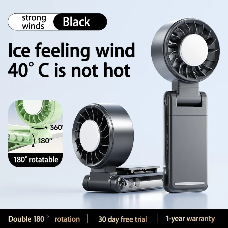 4 in 1 Clip On Handheld Fan 3000mAh Digital Display 5 Speed 180° Rotation Umbrella Waist Hanging Fan For Outdoor Camping Oasis Select C